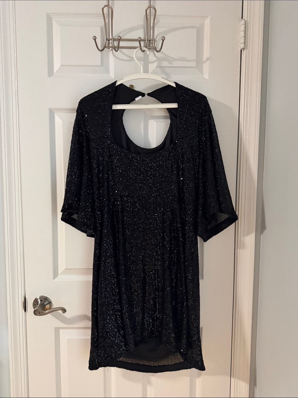 Black Sequin Short Sleeve dress